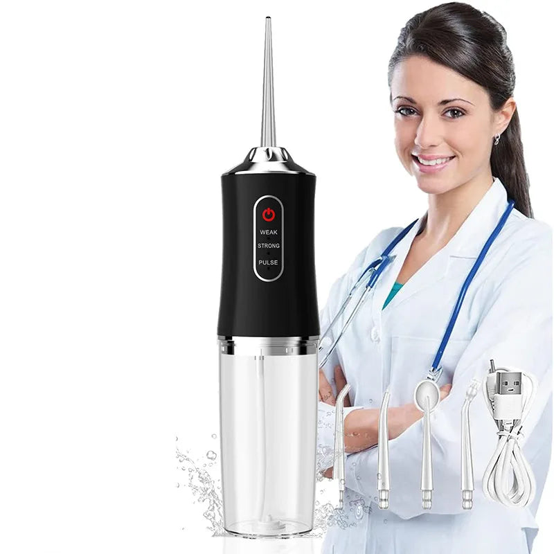 Water Dental Flosser Teeth Picks - 4 Jets 3 Modes Portable Cordless Water Flosser for Teeth Cleaner, IPX7 Waterproof Oral Irriga