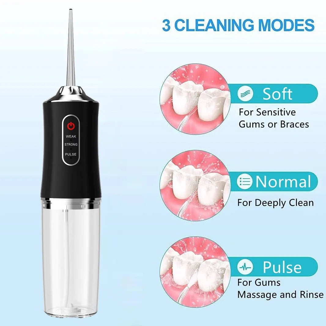 Water Dental Flosser Teeth Picks - 4 Jets 3 Modes Portable Cordless Water Flosser for Teeth Cleaner, IPX7 Waterproof Oral Irriga